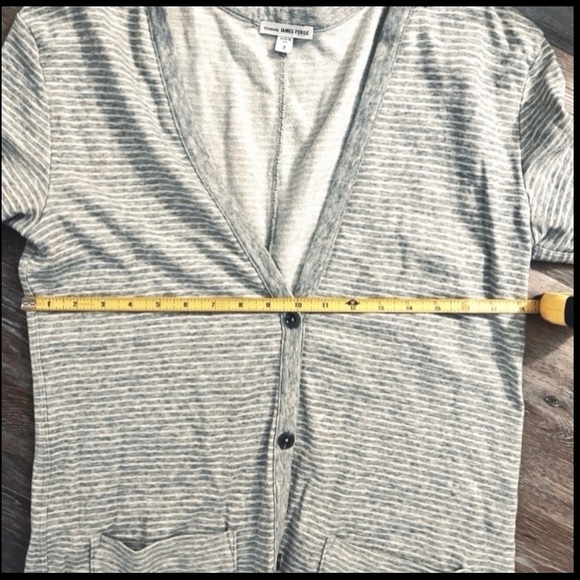 JAMES PERSE FEATHERWEIGHT STRIPED GRAY FRENCH TERRY-L SZ3 in Perse-runs like M - Picture 2 of 7